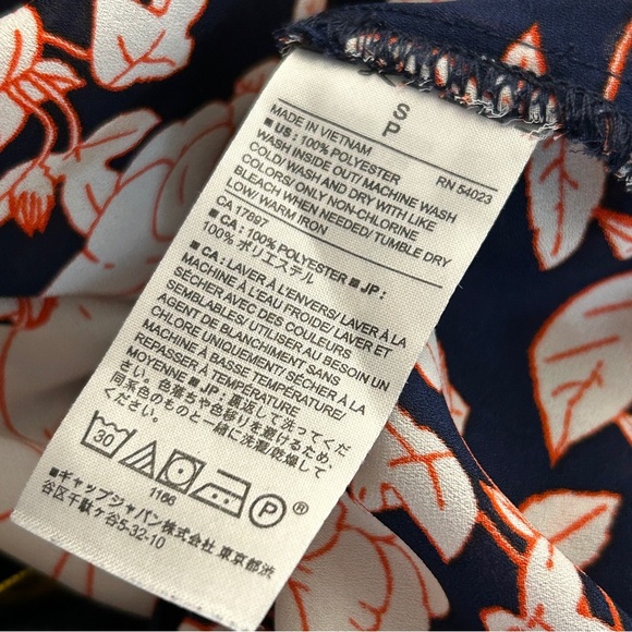❤️ Banana Republic Navy and Pink Floral Blouse S - Picture 7 of 11